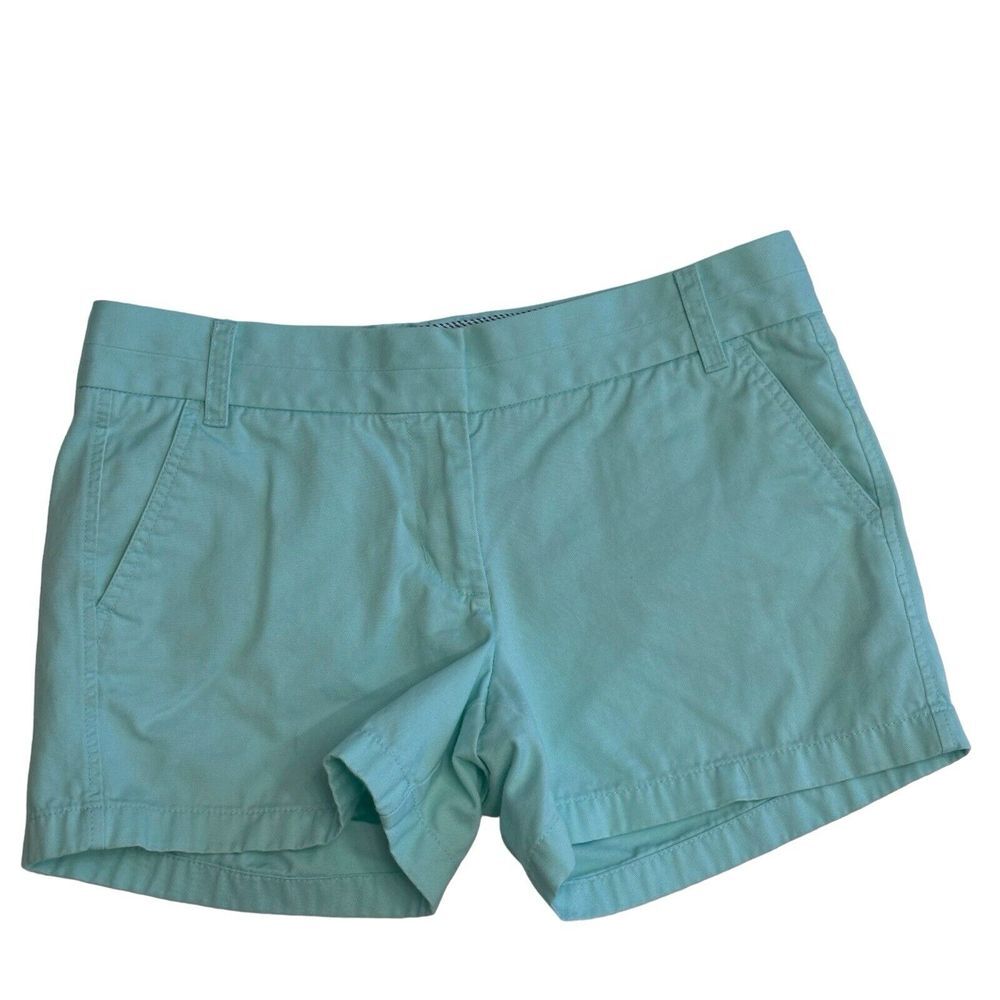 J. Crew Womens Chino Shorts 6 Blue  Inch‎ Inseam Mid Rise 100% Cotton Casual